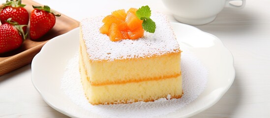 Poster - Cake with strawberries on a plate