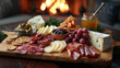 A charcuterie board with various foods