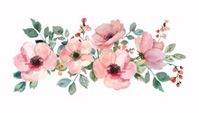Pink Wreaths Water Color Flower Bouquet