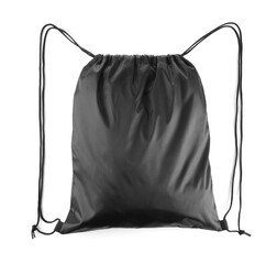 Wall Mural - One black drawstring bag isolated on white