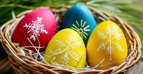 Poster - Easter concept and colors. Holiday background with Easter Eggs