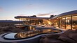 Stunning modern desert home with sweeping curves floor-to-ceiling glass and indoor/outdoor living.