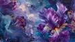 Within the depths of an infinite cosmos, the iris blooms like a celestial nebula, swirling with vibrant hues of azure, amethyst, and emerald.