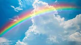 Fototapeta Tęcza - Rainbow against blue sky. Sky after rain