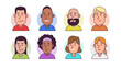 © Vector Characters - Illustrated flat simple line characters profile images. Cropped headshots. Eight diverse colorful characters. Easy to edit.
