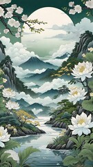 Wall Mural - flowering illustration