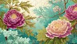 Floral illustration in soft colors, romantic, elegant