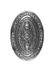 Sticker - silver shield with pattern isolated on white background