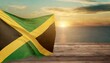 illustration flag of jamaica on wooden background