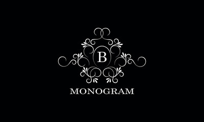 Wall Mural - Monogram design template for one or two letters, for example B. Wedding monogram. Business sign, identity logo for restaurant, boutique, hotel, heraldry, jewelry.