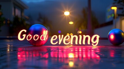 Poster - neon sign good evening 