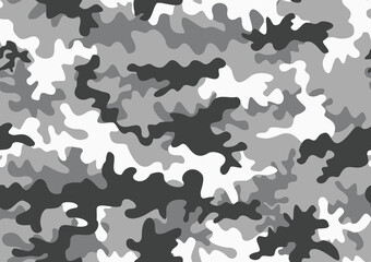 Gray camouflage background, winter camouflage pattern, seamless military background, urban fashion print