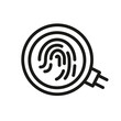 Evidence icon with magnifier for web, mobile, promo, symbolizes court cases, investigations. For law, justice categories. Single outline, vector.