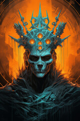 Wall Mural - A dark skeleton with a gold crown on his head