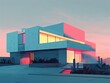 Minimalist modern architecture stark contrasts with ambient lighting