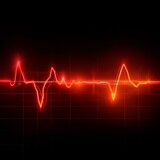 Fototapeta Motyle - Heartbeat, Glowing, Cardiogram: Measuring Pulse Rates with Bioluminescent Technology