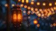 Vintage Ramadan lantern with a night background, a symbol of traditional Islamic celebration and contemplative atmosphere.