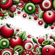 A vibrant and symmetrical display of illustrated apples and foliage, 