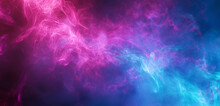Radiant Magenta And Electric Blue Haze Creating A Mesmerizing Spectacle, Captivating The Imagination With Its Vivid Display. Copy Space On Blank Labels.