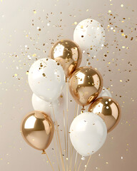 Canvas Print - Festive white and gold balloons background - design party banner