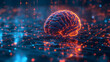 Illuminated Circuit Brain symbolizing advanced AI and neural network technology on Digital Landscape