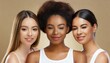 © Marko - Beauty portrait, Multi ethnic group of women with different skin types isolated on nude background, studio shot, healthy and smooth skin, for cosmetic and woman power concept