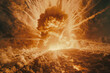 A close-up shot of a nuclear explosion, the shockwave rippling through the air. The focus is on the invisible but powerful force exerted by the explosion