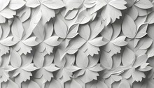 White Geometric Floral Leaves 3d Tiles Wall Texture Background Banner Panorama Created With Generative Ai.