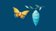 An illustration showing a butterfly emerging from a co representing the transformative journey from conventional business practices to