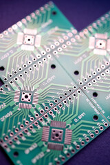 Wall Mural - Green printed circuit boards for soldering radio components.  A set for a beginner amateur radio operator.