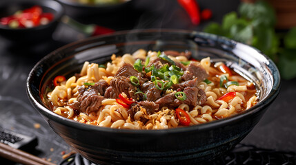 Wall Mural - Asian noodles with meat