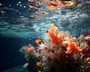 Wall Mural - Underwater view of coral reef. Underwater life. Underwater world