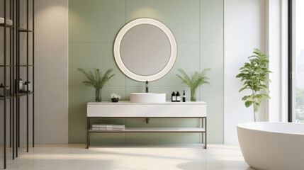 Wall Mural - Modern minimal bathroom interior with washbasin