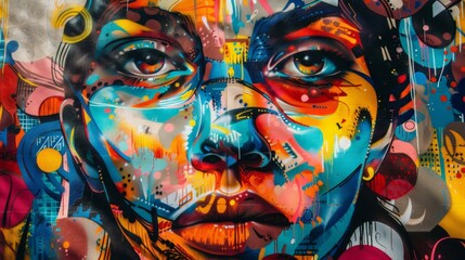 Leinwandbilder - Multicolored Portrait of a Womans Face