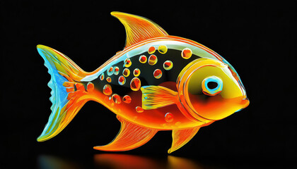 3d goldfish render fish yellow, orange, blue 