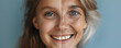 portrait of same young and old woman smiling, AI generated