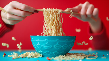 Wall Mural - Bowl of noodles, fresh, tasty