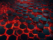 Hexagon with a red glowing light wallpaper background design.