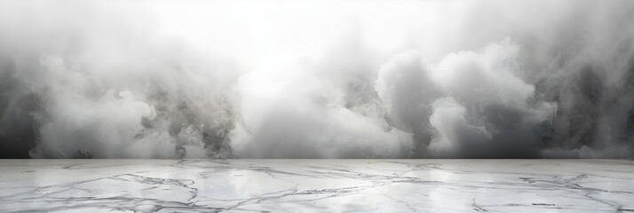 Sticker - Serene Abstract Background with Marble Pavement,Clouds,and Mist-like Atmosphere