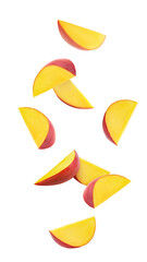 Wall Mural - falling mango isolated on white background, full depth of field