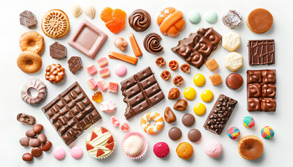 Wall Mural - sweets on table on white background