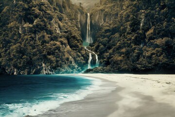 Wall Mural - waterfall in the sea