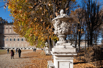 Wall Mural - Torino glimpses of a public park with fountains and architectures in Italy