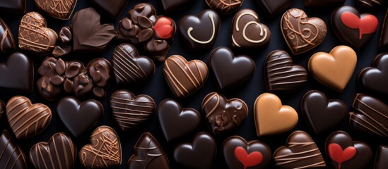 Canvas Print - There is a wide variety of heartshaped chocolates available, each featuring unique patterns and intricate designs resembling fashion accessories or jewelry pieces