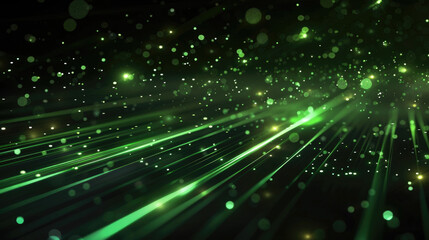 Wall Mural - Cyber data abstract background, dark digital space with green laser light. Theme of network, secure connect, pattern, tech, technology, ray.