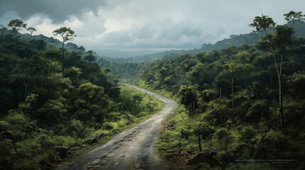 Wall Mural - mountain road in the mountains