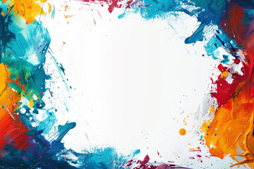 Wall Mural - abstract background with color splashes, white canvas with colorful splashes. generative ai