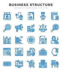 Business Structure Icons Pack. Two Color icons set. Two Color icon collection set.