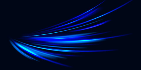 Wall Mural - luminous bright background. high speed effect motion blur night lights blue and red. magic shining n