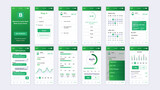 Fototapeta  - Set of UI, UX, GUI screens Banking app flat design template for mobile apps, responsive website wireframes. Web design UI kit. Banking Dashboard.	